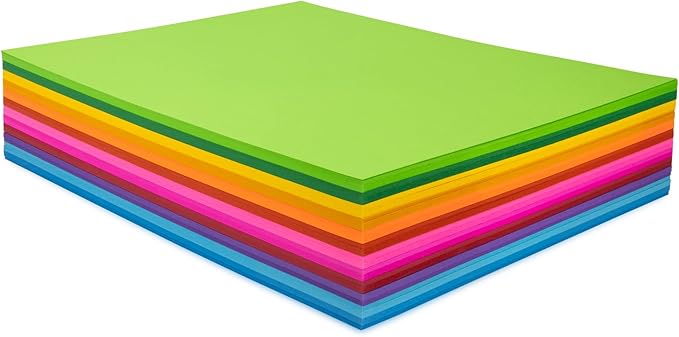 Hygloss Assorted Bright Colored Paper - 24 lb, 89 GSM, Acid-Free, Fade-Resistant, 8.5x11-Inch Letter Size Color Copy Paper, 240 Sheets, 12 Colors