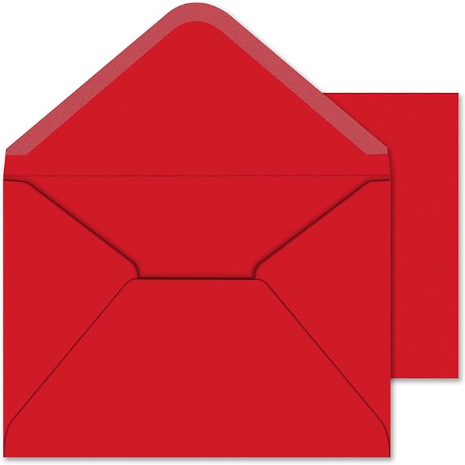ASSTAONO-A7 Red Envelopes,100 Pack 5x7 Red Envelopes V Flap,Invitation Envelopes for 5x7 Cards,Photos,Wedding,Graduation,Announcements,Baby Shower,5.25 x 7.25 Inches