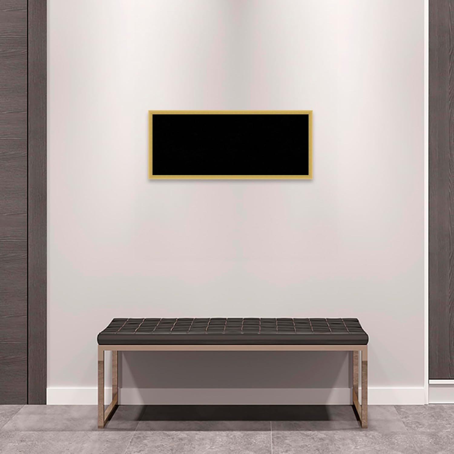 Amanti Art Black Cork Board for Wall, 13x31 Vision Board with Gold Wood Frame, Medium Corkboard Office Decor for Home Organization, Modern Contemporary Corkboard Pinboard to display items for home