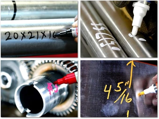 Metal Marking Paint Pen - Industrial Marker For Writing & Drawing on Steel and Metals - Washable Removable Paint Markers For Metal, Wet Erase Metal Paint, Black Paint Pen for Construction and Welders