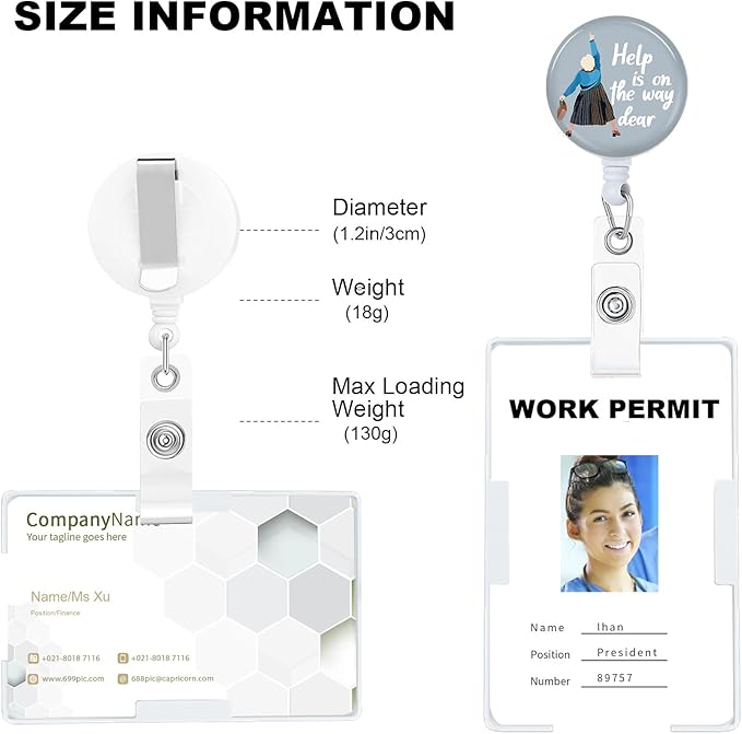 Help is on The Way Dear Green Badge Reels Holder Retractable with ID Clip for Nurse Name Tag Card Nursing for Doctor Teacher Student Employee Office Medical Work