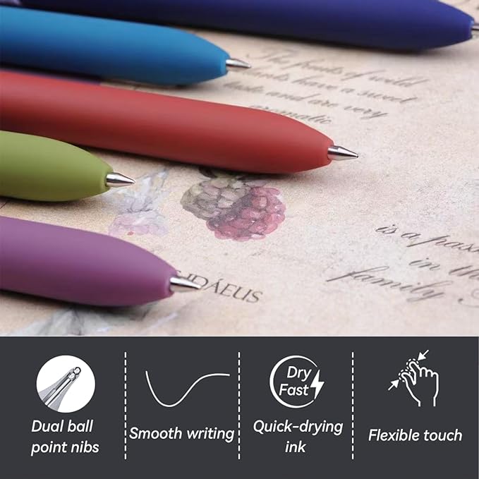 Gel Pens, 5Pcs 0.5mm Fine Point Black Ink Pens With Smooth Wirting,Qucik Dry Pens For Journaling, Cute Nice Aesthetic Pens, Office School Supplies for Women Men Student(Retro)