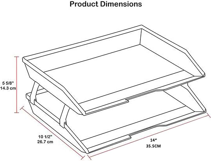 Acrimet 2 Tier Side Load Letter Tray Facility, Desktop File Organizer, A4 Letter Size Paper Organizer, Minimalist Storage Solution Paper Tray for Office, Home, Classroom (Plastic, Solid Pink Color)