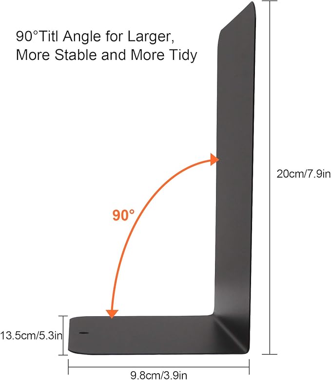 Acrux7 Black Metal Bookends 8.0 X 3.9 X 5.3 Inch, 3 Pairs Heavy Duty Bookends for Shelves, Bookends for Heavy Books, Book Holders for Shelves, Book Ends for Office, Book Stopper for Shelves