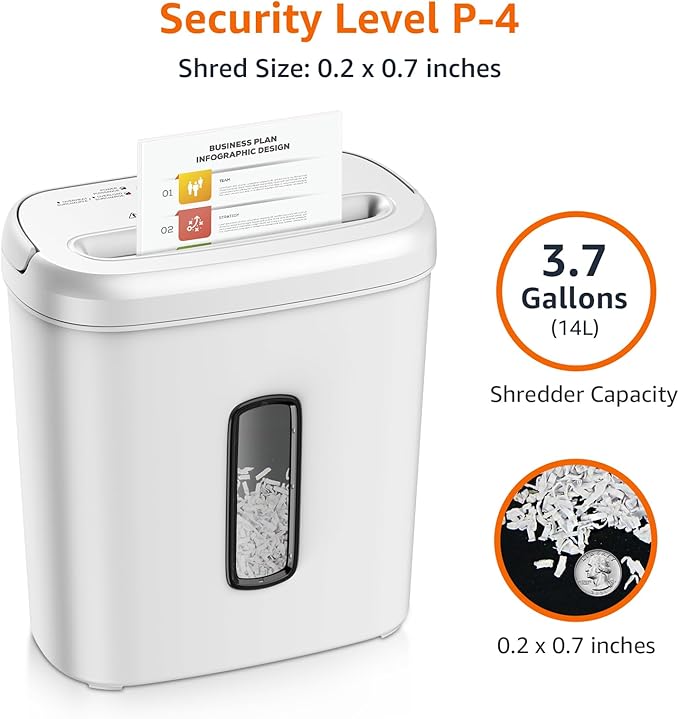 Amazon Basics Crosscut Paper and Credit Card Shredder for Security - 8-Sheet, Heavy Duty, White