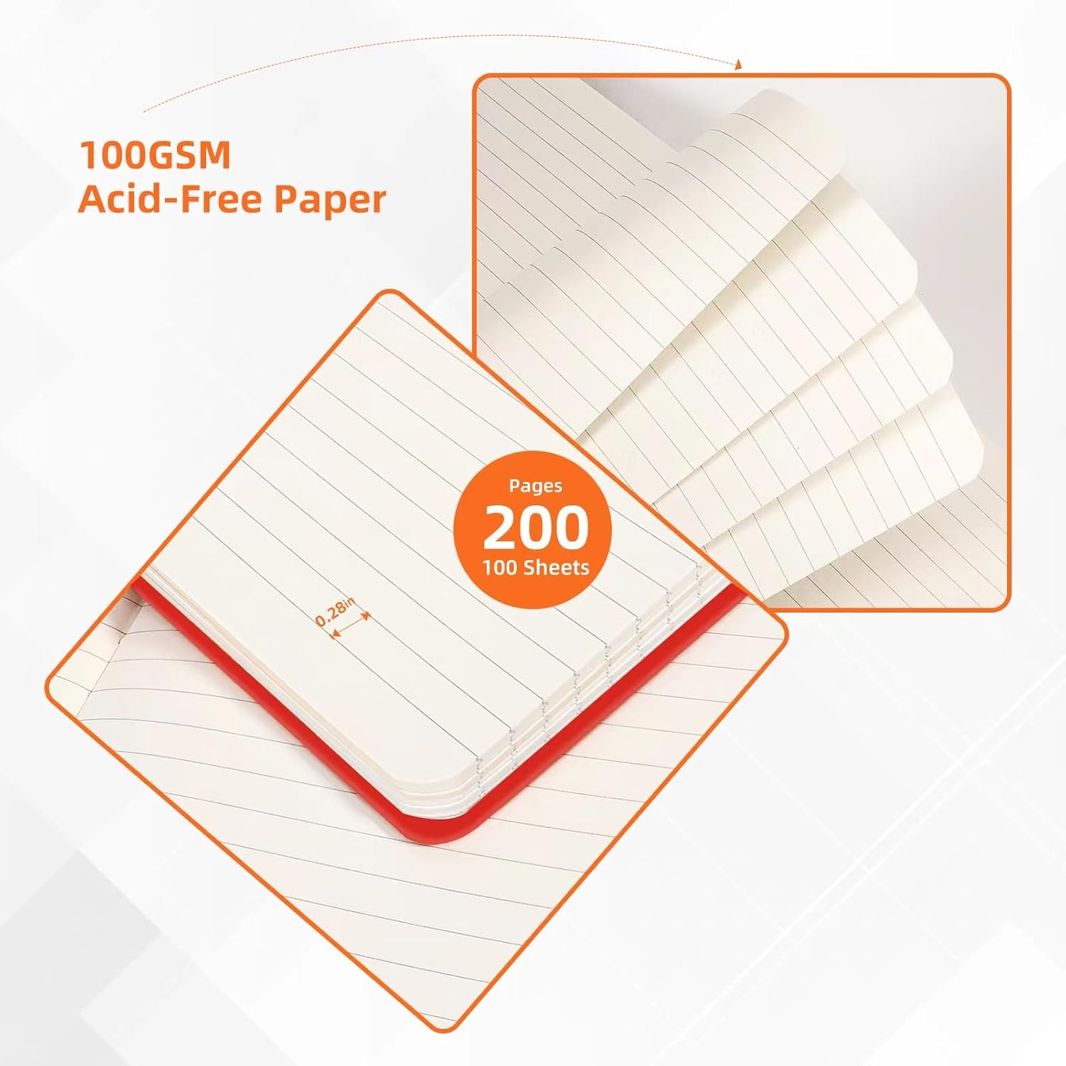 BOSSAND Lined Journal Notebooks, 6 Pack A5 Journals for Writing, 200 Pages 100 GSM Thick Classic Ruled Paper, Hardcover, 8.25 inches x 5.75 inches, 6 Colors