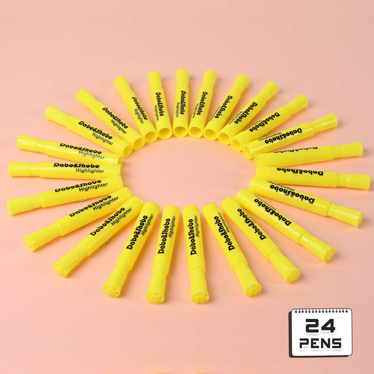 Dabo&Shobo Yellow highlighter, 24 Pack -bright color, chisel tip, for Adults Kids Highlighting in the Home School Office, Tank Style