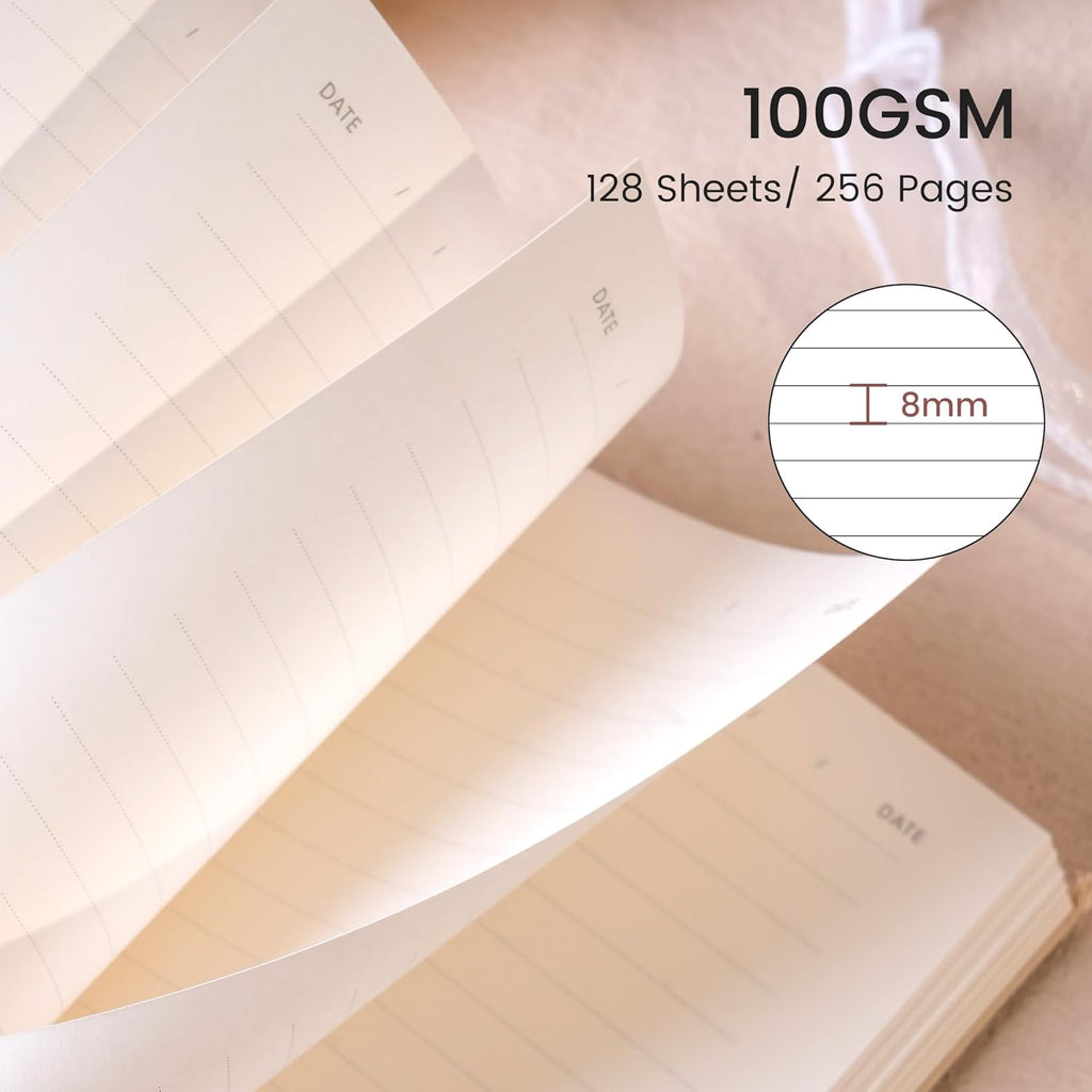 CAGIE Lined Journal Notebook for Women Girls, A5 Hardcover Linen Journals For Writing 256 Pages, Aesthetic Womens Diary, Gifts 8.3'' x 5.7'' Purple