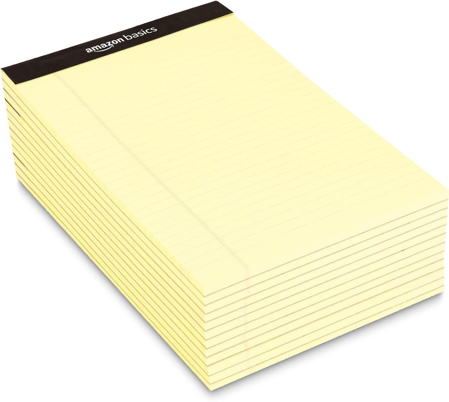 Amazon Basics 50 sheet Narrow Ruled Lined Writing Note Pad, 5 inch x 8 inch, 12 Pack, Canary