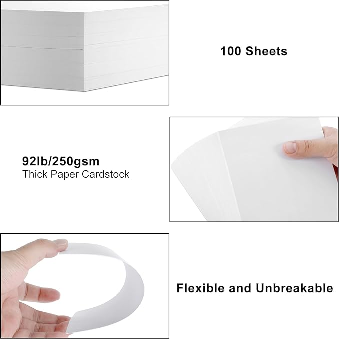 100 Sheets Cardstock 4”x 6”,Blank Card Stock 92lb/250gsm, Thick Heavy CardStock Printer Paper for Wedding Invitation, Greeting Cards Making, Postcards, Photos