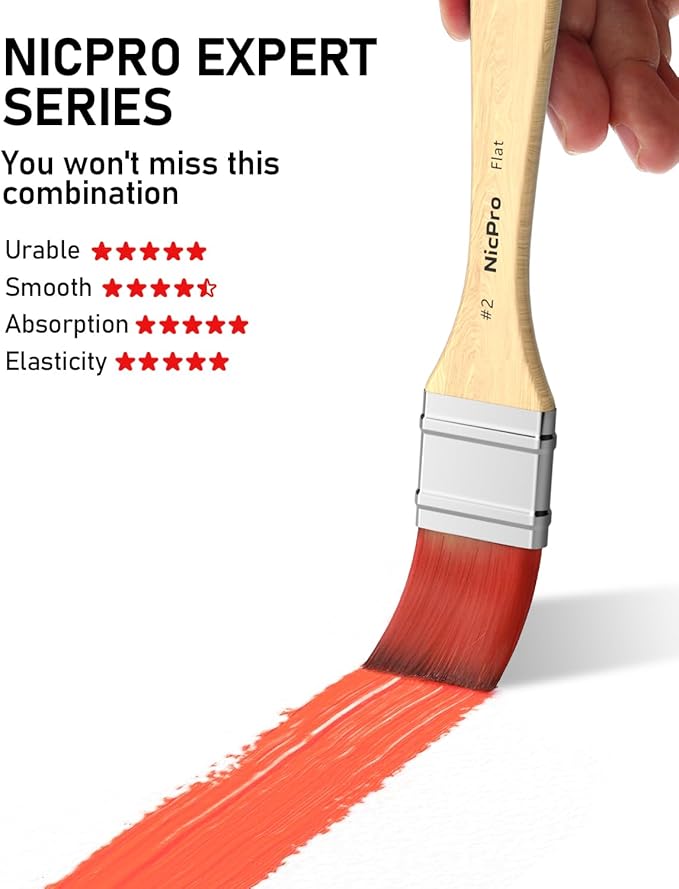 Nicpro 26pcs Paint Brush Set, Professional Paintbrushes with Palette Knife and Cloth Roll, Artist Paint Brushes for Acrylic Painting, Oil, Watercolor & Gouache, Adults Kids Art Painting Tools Supplies