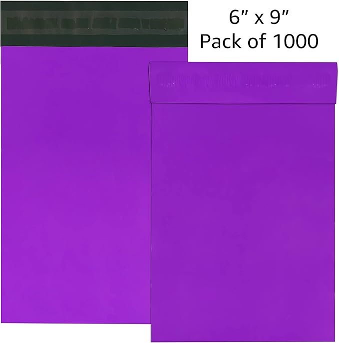 Colored Poly Mailers Pack of: Be creative with your packaging with Colored mailers (Purple, 6" x 9" pack of 1000)
