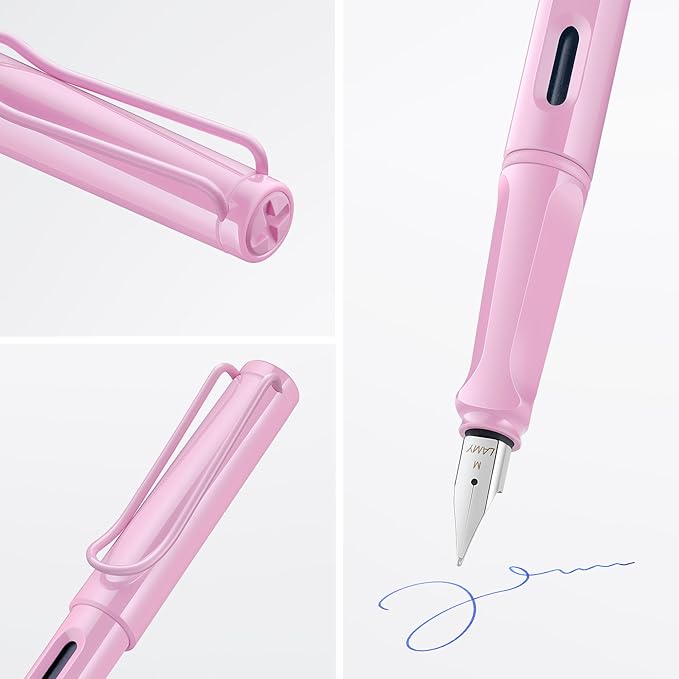 LAMY safari lightrose - Fountain Pen with ergonomic grip & polished steel nib in size M - ideal for any Writing & Calligraphy - including LAMY T 10 blue cartridge - Right-Handed