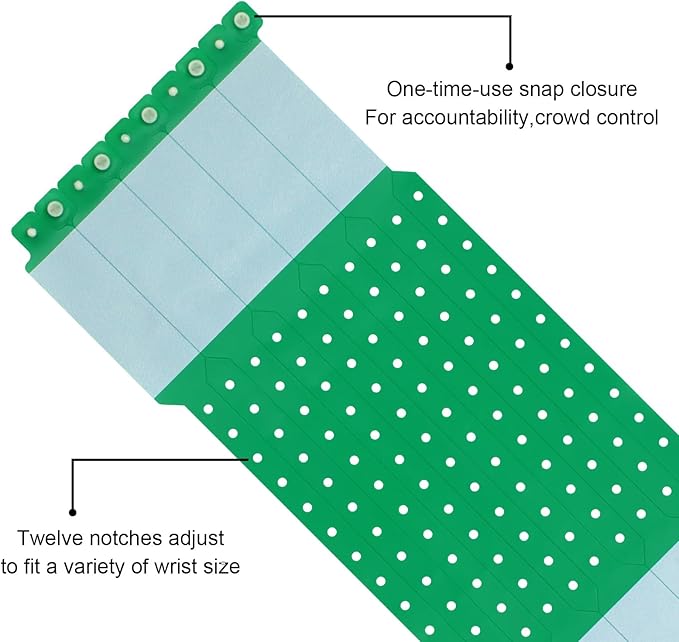 100pcs Vinyl Wristbands Hospital Identification Bands,Waterproof Adjustable Medical Wristband,Disposable Snap Wristband for Hospital (Color : Green)