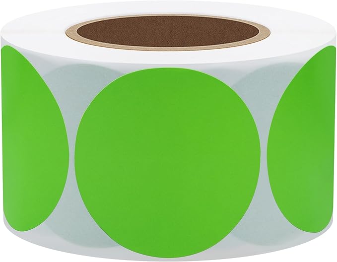 Hybsk 2 inch Circle Color Direct Thermal Stickers Shipping Labels for Barcodes,Name Tag,DIY Logo Design,QR Code,Inventory– Compatible with Zebra,Rollo,Munbyn,and More-750 pcs (2 inch,Green)