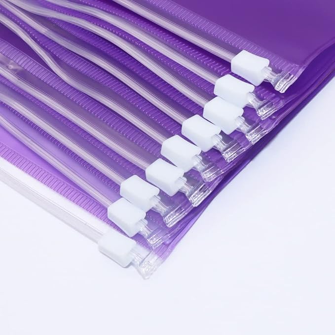 Purple PVC Binder Pockets 12pcs A6 Binders Zipper Pouch Bag Loose Leaf 6 Holes PVC Zip Organizer Folder for Journal Budget Filing Pocket Bags