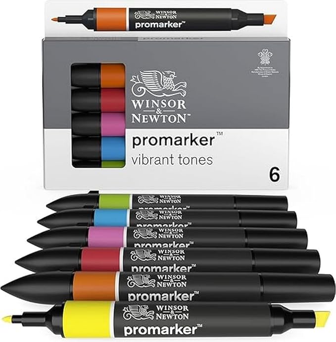 Winsor & Newton ProMarker Set, 6 Count, Vibrant Tones
