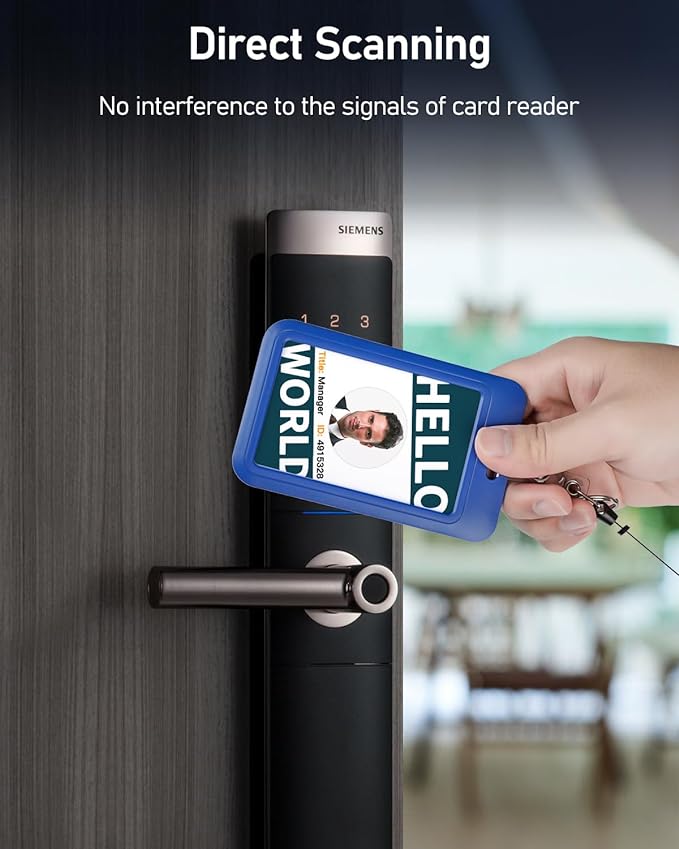 Uniclife 1 Pack Sliding ID Badge Holder Vertical Hard Plastic Case with Clear Window Blue Card Protector Pouch for Office School ID Credit Cards Proximity Key Cards Driver’s Licenses and Passes