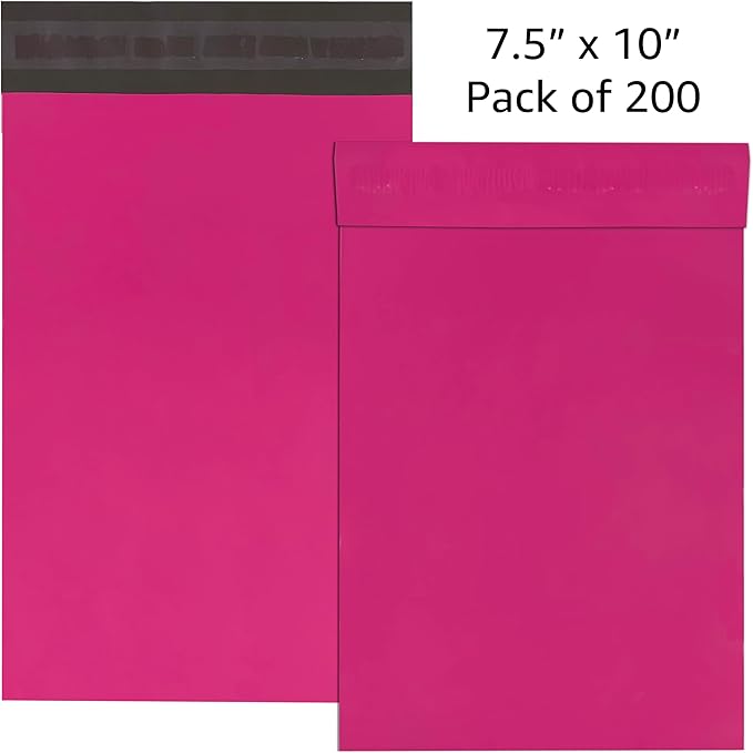 Colored Poly Mailers Pack of: Be creative with your packaging with Colored mailers (Pink, 7.5" x 10.5" pack of 200)