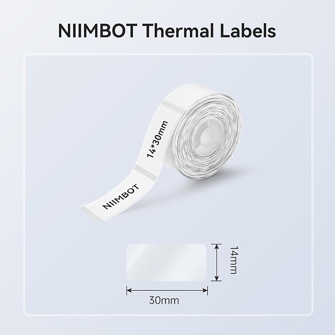 NIIMBOT Label Maker Tape for D11/D110/D101 Label Maker, 14 x 30 mm (0.55'' x 1.18'')-210 Tapes/Roll for Home Office Labeling Tape Replacement, Clear