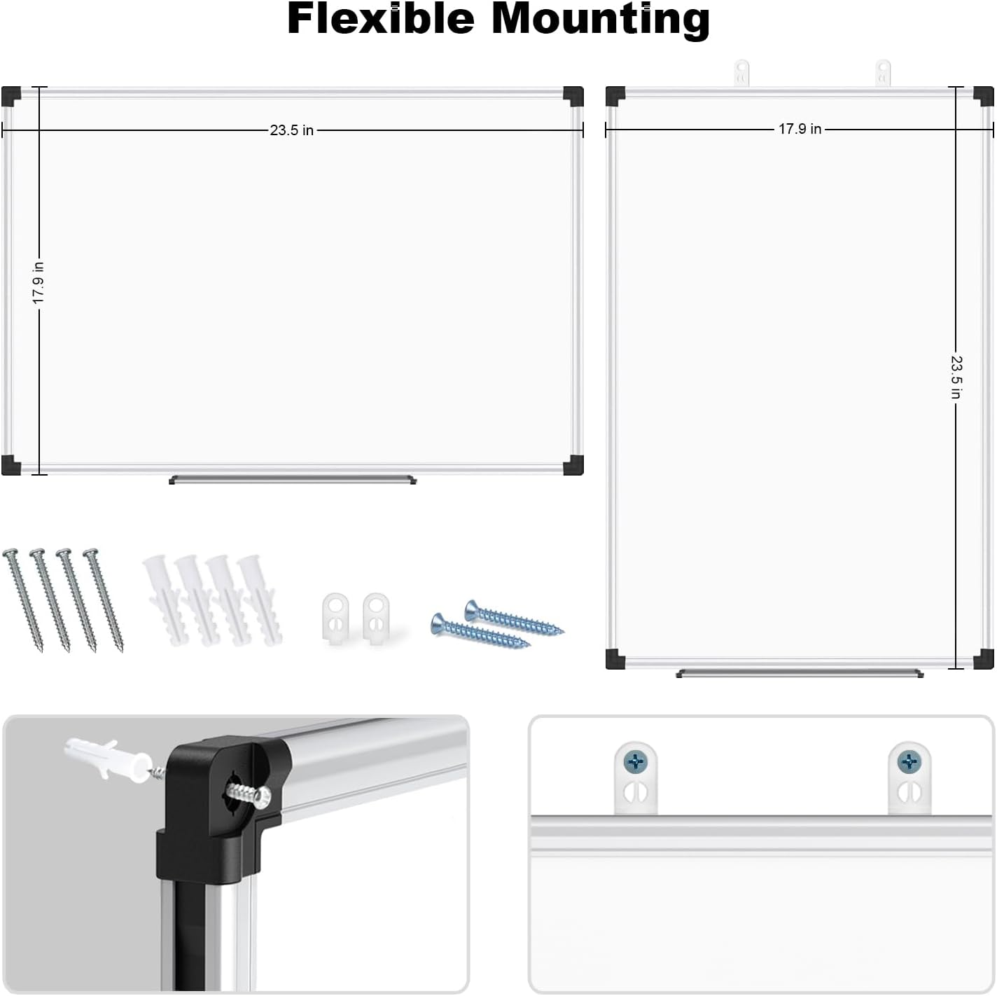 XBoard Magnetic Whiteboard 24 x 18 Inch, Dry Erase Board with Aluminium Frame