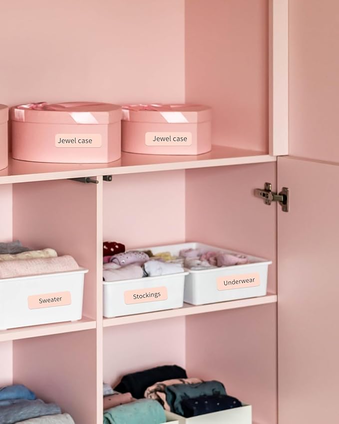 iEager Label Maker Tape, 15mm x 30mm, Pink Sticker Thermal Paper, Household Storage Labels, Self-Adhesive Label Tape, Set of 3