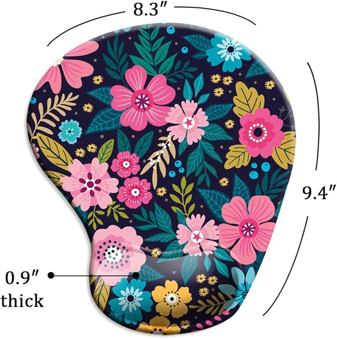 DOOKE Ergonomic Mouse Pad with Wrist Support and Coaster,Mouse Pads with Non-Slip PU Base for Home Office Working Studying Easy Typing & Pain Relief Botanical