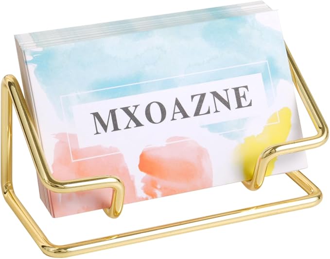 Gold Business Card Holder for Desk, Business Card Holder Display Stand, Desktop Modern Business Card Organizer, Office Business Name Card Holder, 1 Pack