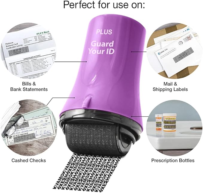Wide Advanced Privacy Protection Roller for Bills, Mail, Address Labels, mask Private Information Without a Shredder, Identity Theft Prevention Stamp by Guard Your ID, ASOTV (Wide 3-Pack, Purple)