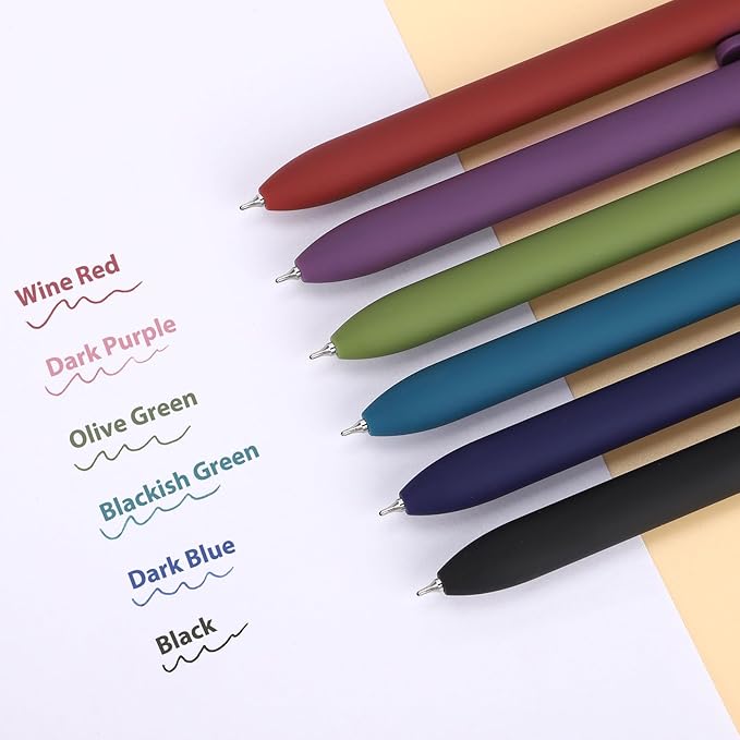 FIOVER Colored Pens, 6 Pack Colorful Gel Pens, Medium Point 0.7mm, Smooth Writing Journaling Supplies Multicolor Ballpoint for Journaling, Drawing, Doodling, and Note Taking(6PCS Vintage Colorful)