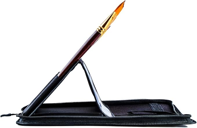 Transon 16pcs Professional Long Artist Paint Brush Set with Brush Case Assorted for Acrylic Watercolor Gouache Oil Tempera and Body Painting