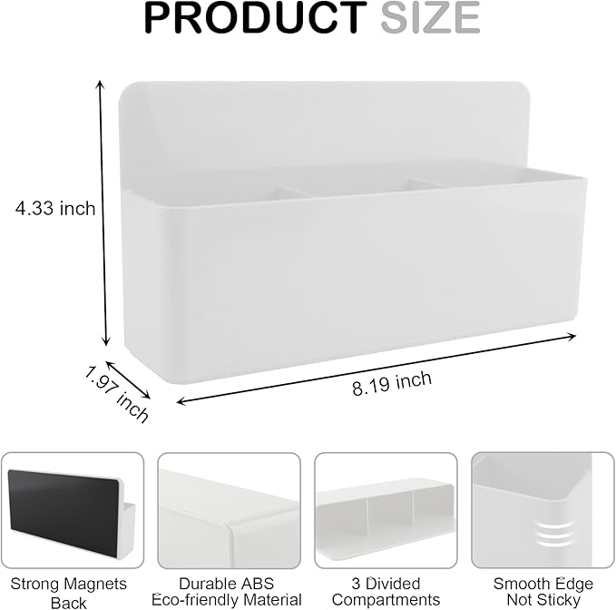 Magnetic Pen Holder,3 Compartments Magnetic Dry Erase Marker Holder,Extra Strong Magnet Storage Marker Pen Pencil Organizer for Refrigerator,Whiteboard,Locker Accessories(Long Style)