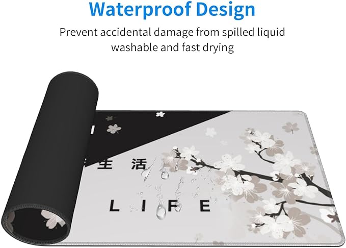 Extended Gaming Mouse Pad, Large Gaming Mouse Waterproof with Stitched Edges, Non-Slip Desktop Pad for Home and Office, Level Up Your 31.5x11.8 Inch… (Black and White Life)