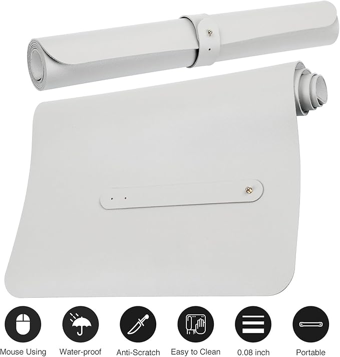 Boutilon Leather Desk Pad,47"x 24"XXX Large Business Desk Pad,Waterproof Student Study Desk Mat Protector Writing Pad for Keyboard and Mouse in Home Office Accessories(XXXL-White)