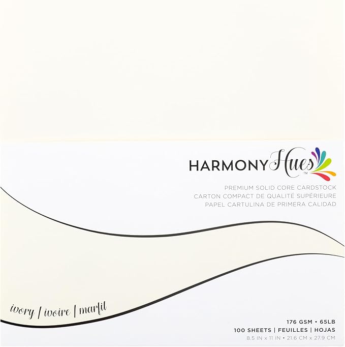 Cardstock 8.5 x 11 Paper Pack - 65lb Smooth Card Stock for Crafts, Cardmaking, Printers - 100 Scrapbook Sheets - Double Sided with Solid Core, Ivory