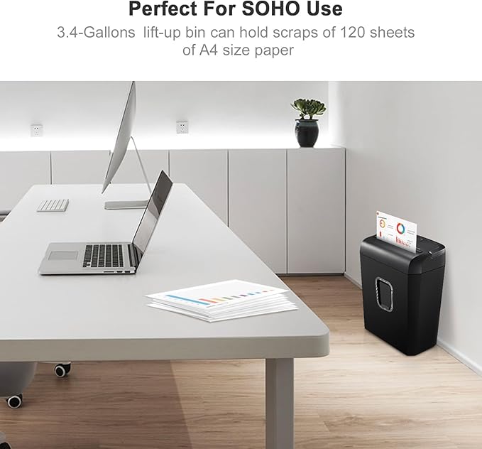 Bonsaii 6-Sheet Micro-Cut Paper Shredder, P-4 High-Security for Home & Small Office Use, Shreds Credit Cards/Staples/Clips, 3.4 Gallons Transparent Window Wastebasket, Black (C234-A)