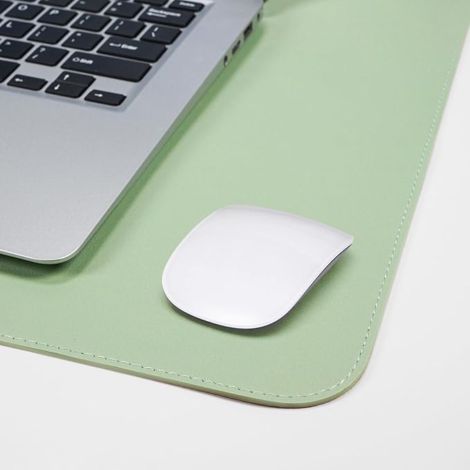 Leather Desk pad Protector, Large Desk mat with Natural Cork & PU Leather,Mouse pad,Non-Slip Office Desk Mat,Waterproof Desk Writing Pad for Office and Home (47in*17in, Light Green)