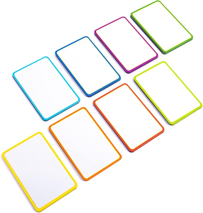 Availey 40 Pieces (3 x 2") - Colored Border Magnetic Dry Erase Labels - Reusable Strips for Classroom Home Office Garage - Refrigerator Blank Writable Erasable Cards - Name Tags Students Locker Shelf