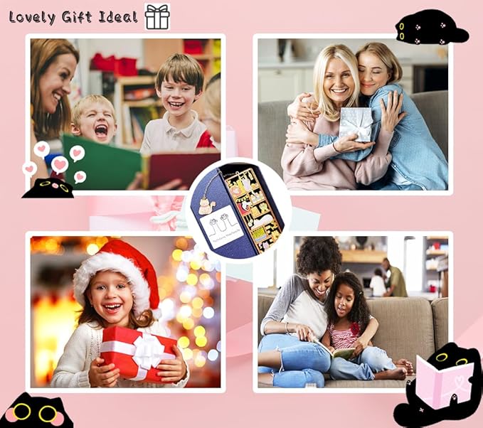 Metal Black Cat Bookmarks with Gift Box, Cat Pendent Book Markers for Book Lovers Bestfriend Cute Birthday Gifts Appreciation Gifts Mothers Day Teacher Student Gifts (Garden cat)