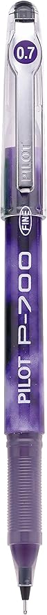 Pilot, Precise P-700 Gel Ink Rolling Ball Stick Pens, Marbled Barrel, Fine Point 0.7 mm, Purple, Pack of 12