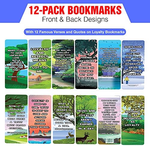 NewEights Famous Verses and Quotes on Loyalty (12-Pack) – Daily Motivational Card Set – Collection Set Book Page Clippers – Ideal for Church Events