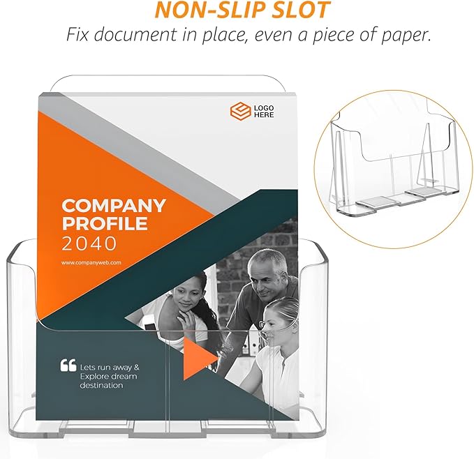 KTRIO Acrylic Brochure Holder 8.5 x 11 inch, Plastic Acrylic Literature Holders Clear Flyer Holder Rack Card Holder, Magazine, Pamphlet, Booklet Display Stand Trifold Holder Desk or Wall Mount 2 Pack