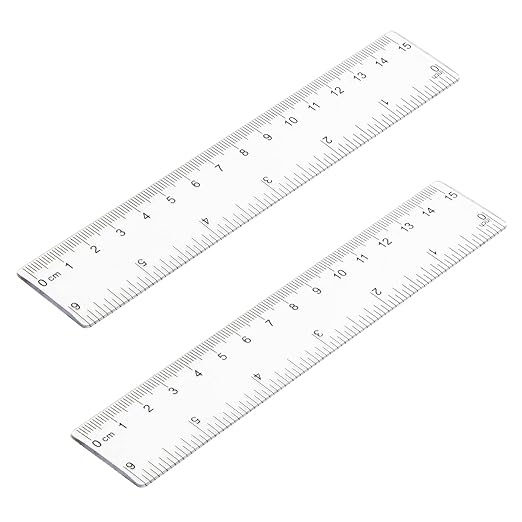 2 Pack 6 inch Clear Plastic Ruler Straight Shatterproof Transparent Rulers for Office Supply (Clear)