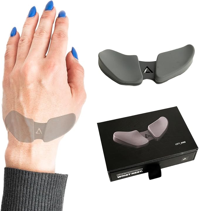 DELTAHUB Carpio 2.0 - Left-Handed Truly Ergonomic Wrist Rest for Mouse, Carpal Tunnel Support, Pain Relief, Anti-Fatigue, Easy Glide, Sleek, Office Computer, Laptop, Gaming - Large, Grey