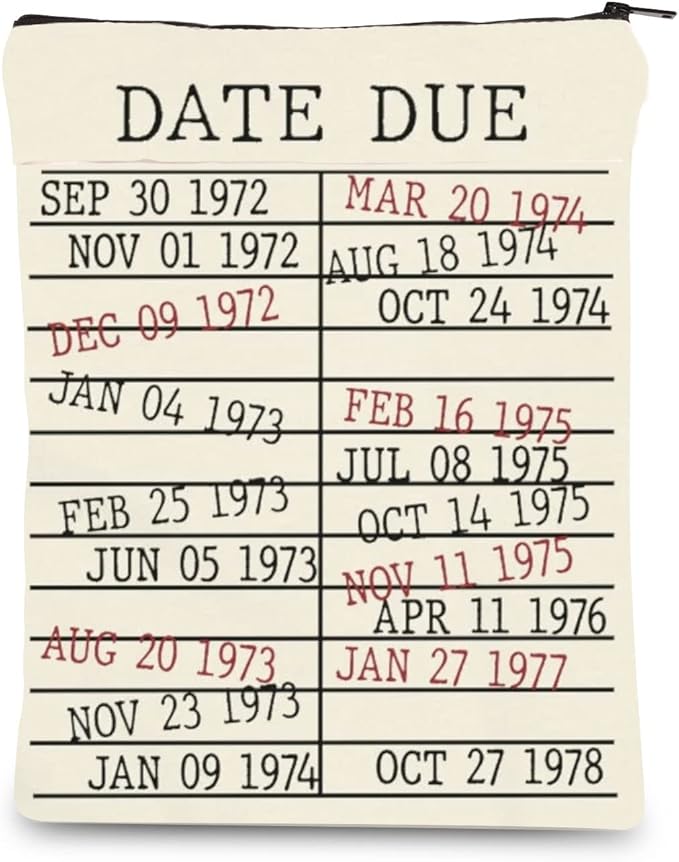 Library Book Date Due Book Sleeve Gift Book Bag Gift for Book Lover Librarian Gift Bookish Gift (Date Due)