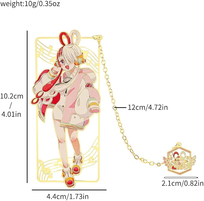 One Pieces Anime Luffy Shanks Uta Book Mark - Brass Metal Bookmark, Stationery School Supplies, Gift for Book Lover, Friends, Anime Fans Collection (Set-3)