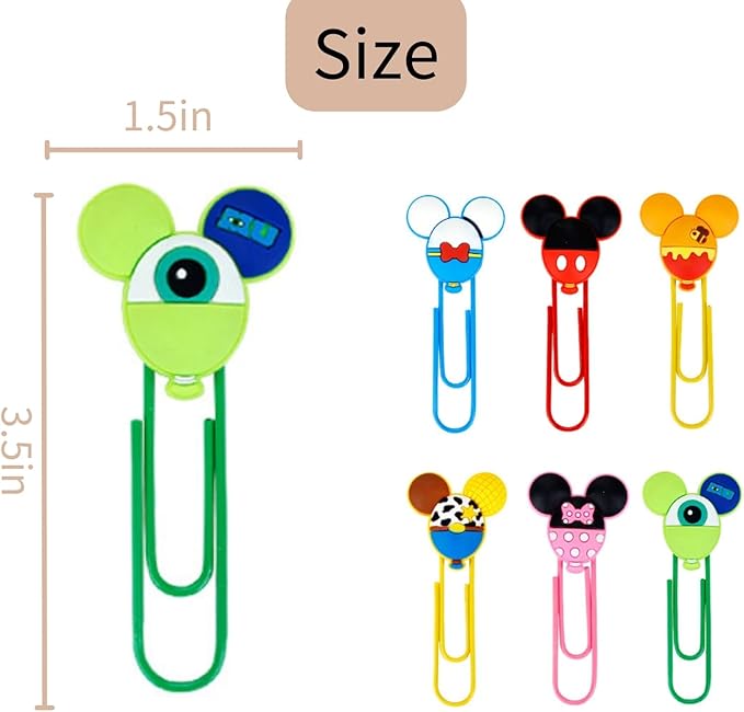 10PCS Cute Mouse Paper Clips, Bookmark Book File Page Marker Clips for Teacher & Students, Desk Accessories Stationery for Office School, Office Supplies Decor for Women Kids Adult