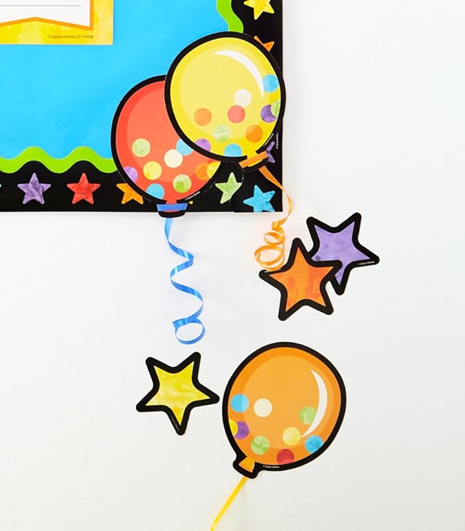 Carson Dellosa Celebrate Learning 36-Piece Colorful Balloons Bulletin Board Cutouts, Balloon Cutouts for Bulletin Boards, Birthday and Party Bulletin Board Decorations, Birthday Classroom Décor