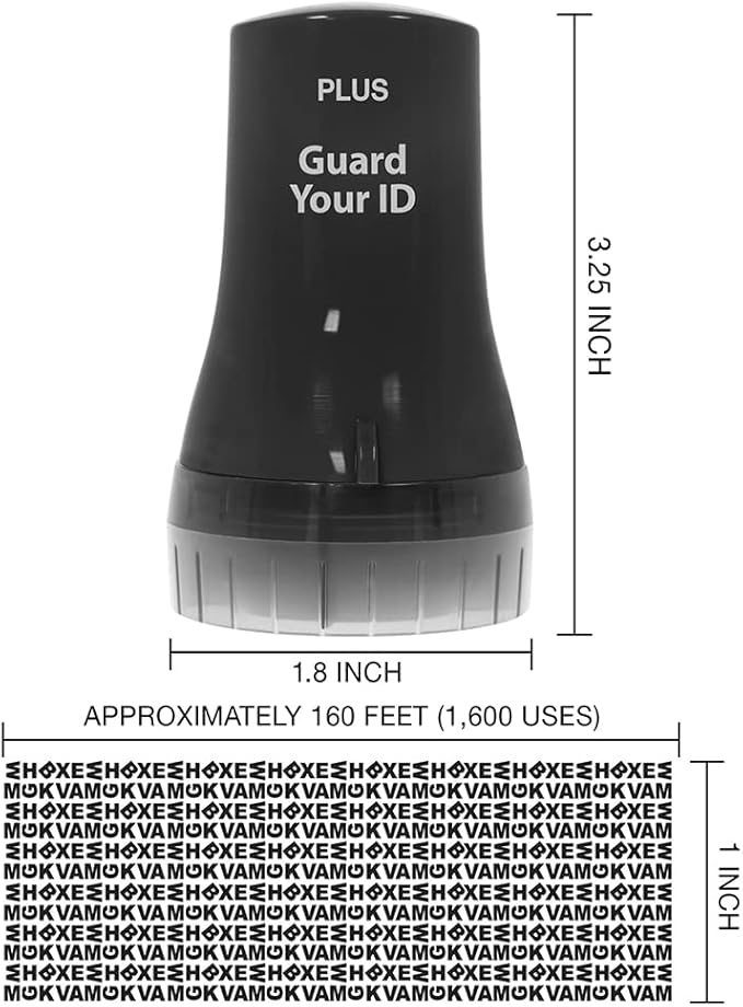 Wide Advanced Confidentiality Roller for Concealing Your Personal Information, Easy to use with one Swipe by Guard Your ID for ID Theft Prevention Stamping, As Seen on TV (Wide 3-Pack, Black)
