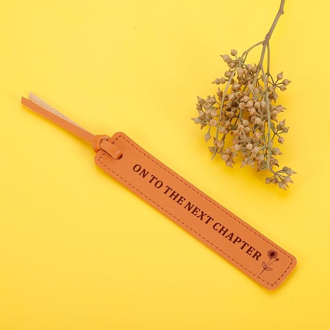 Leather Bookmark Retirement Gift for Women Bookmark Gift for Book Lovers Bookish Gifts On to The Next Chapter Graduation Wedding Leather Gifts for Woman Men Christmas Birthday Gifts for Him Her